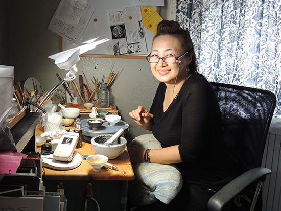 日本クーポン 京薩摩 空女作 伝統工芸士 小野多美枝 華薩摩 色絵細描